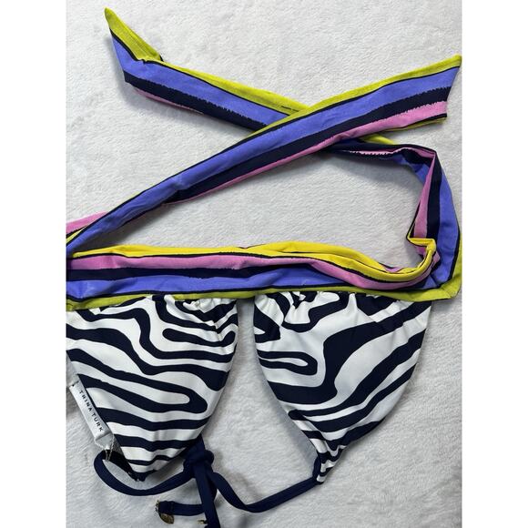 Trina Turk Zebra Reversible Triangle Bikini Top L20354 Size 8 - Picture 7 of 8
